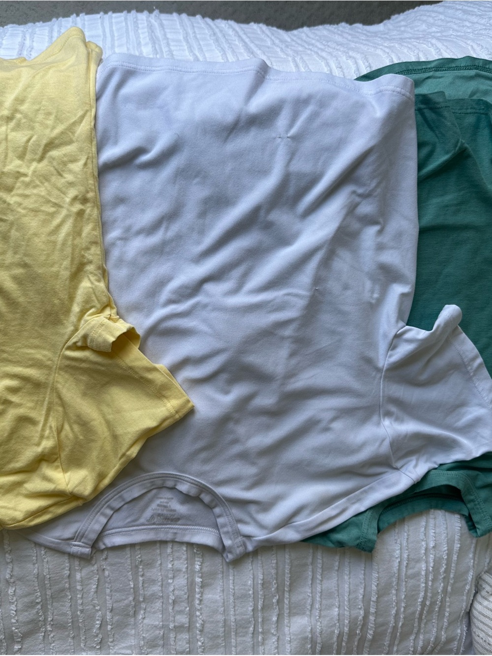Basic Crew Neck cropped Tee Trio - White, Yellow, Green